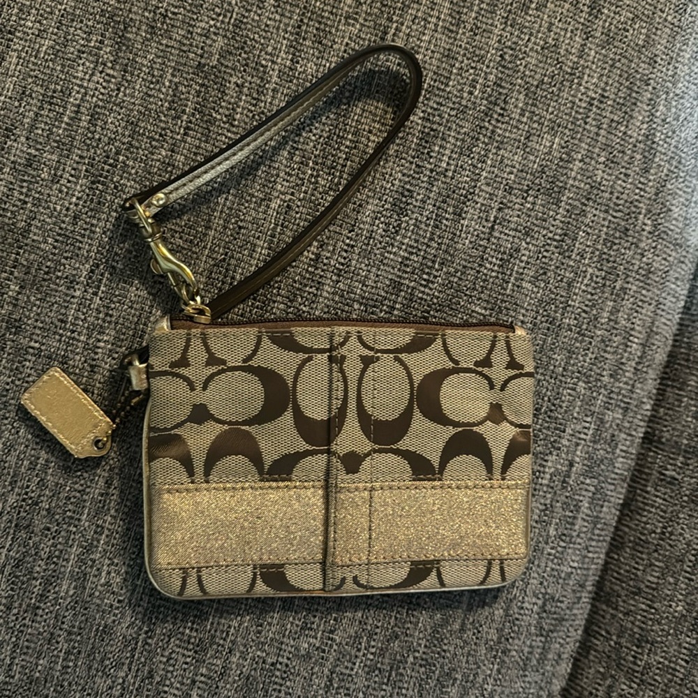 Coach gold wristlet